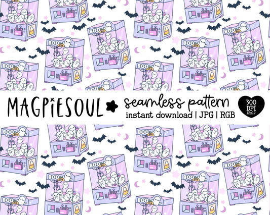 Boo Box Batty Kawaii Seamless Pattern