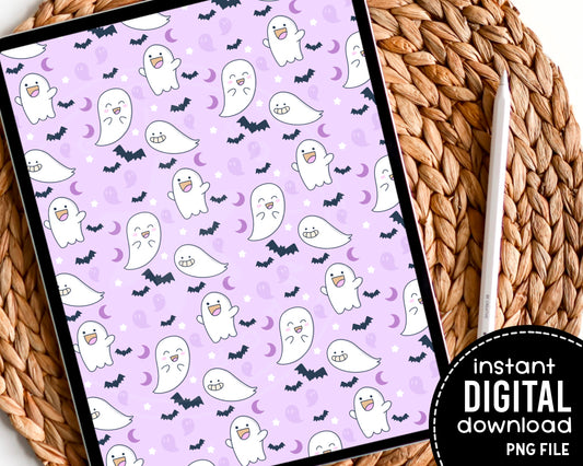 Spooky Cute Ghost Kawaii Digital Pattern Paper