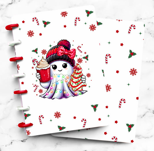 Discbound Planner Cover | Ring Planner Dashboard | Christmas Beanie Ghost Girl