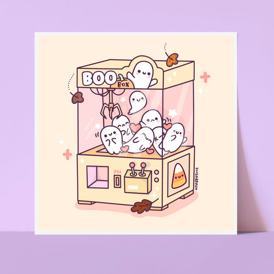 Boo Box Ghost Kawaii Art Print