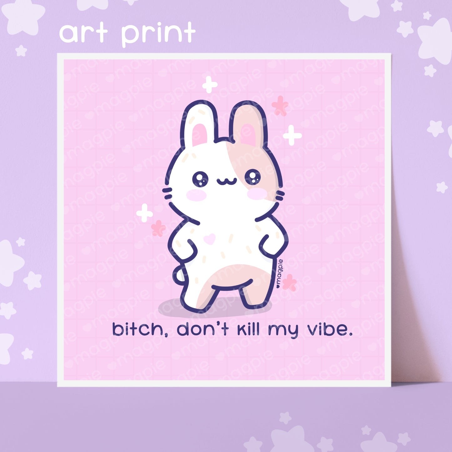 Kawaii Bunny Vibes Art Print