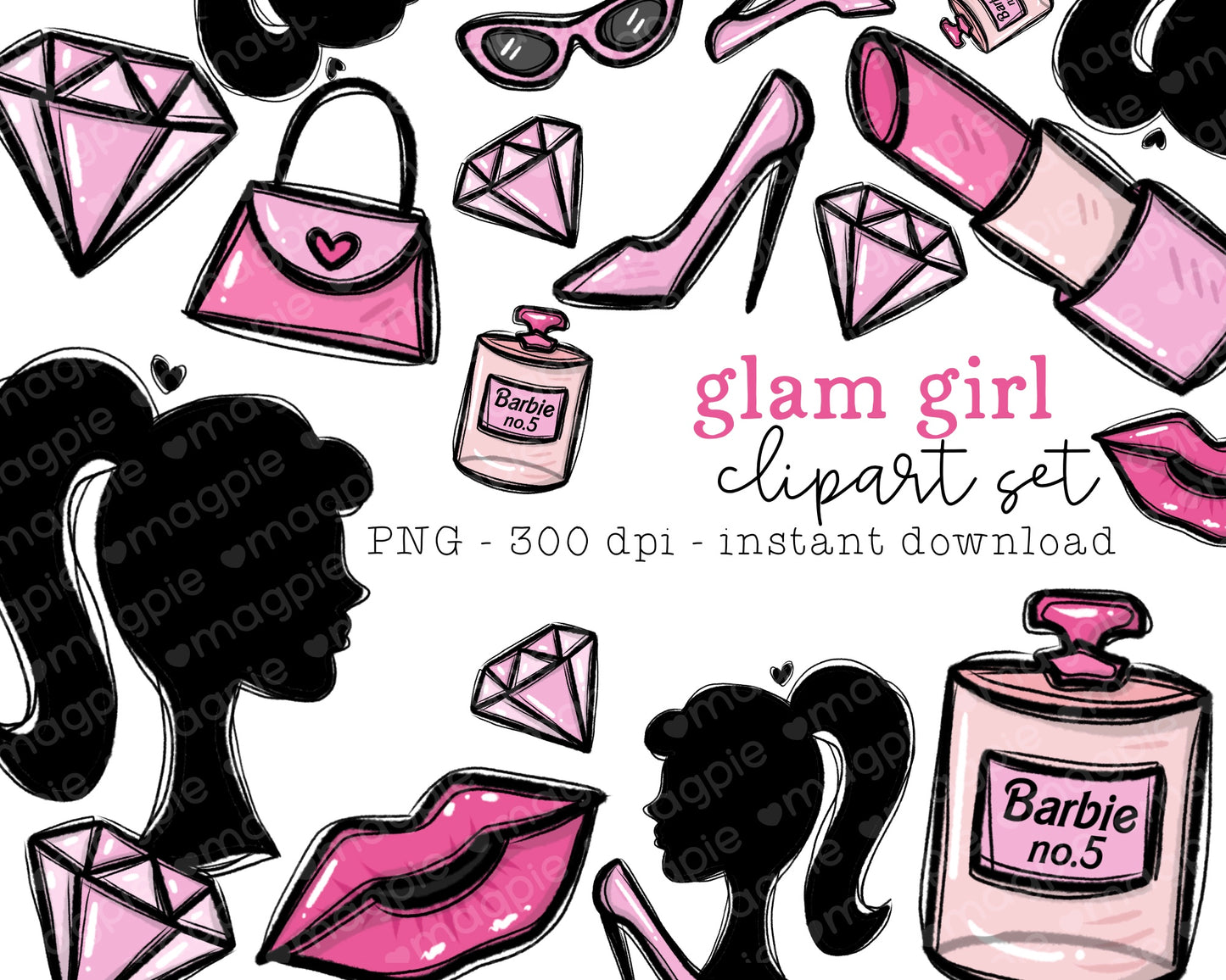 Glam Girl Babe Clipart Bundle