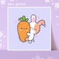 Kawaii Carrot Bunny Art Print