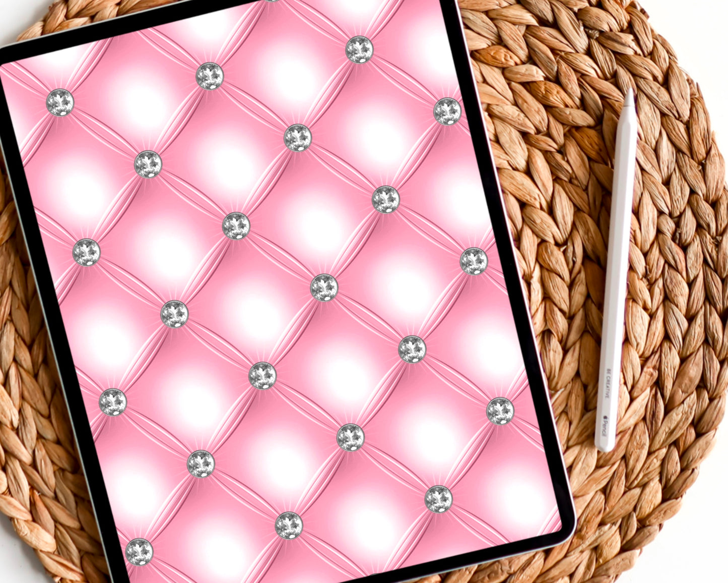 Pink Glam Tufted Bling Planner Dashboard Paper