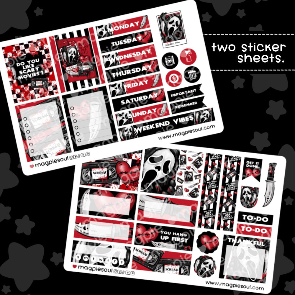 Horror Lover Inspired Planner Sticker Kit