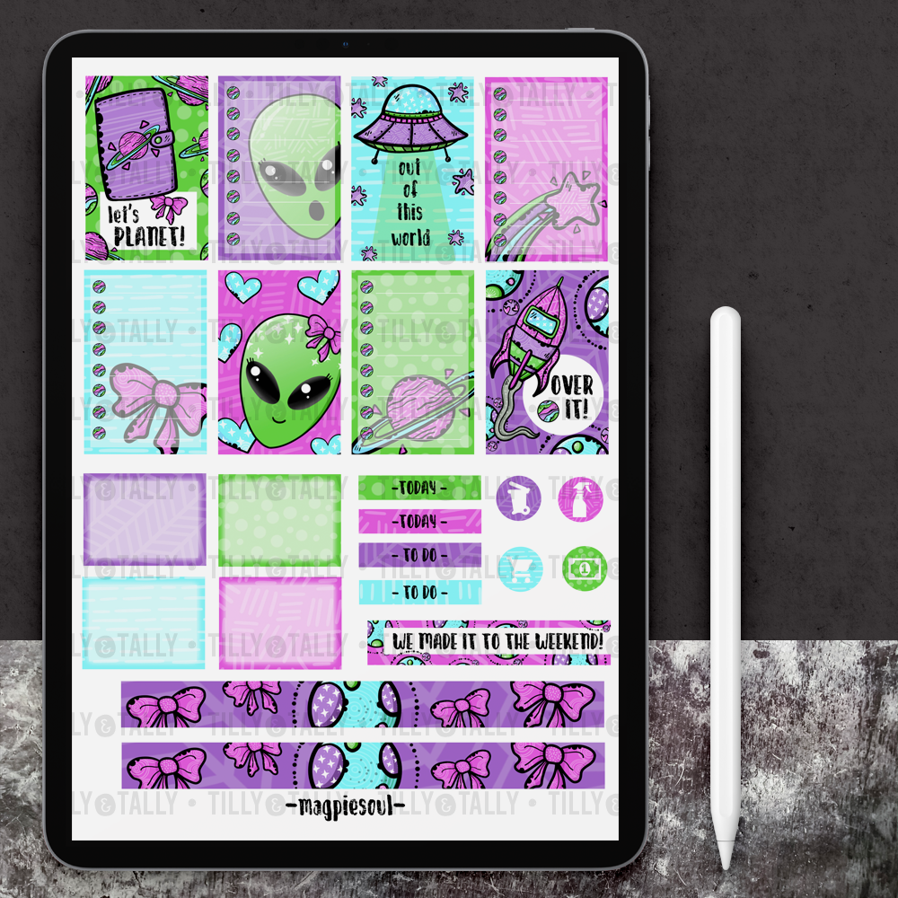 Spaced Out Planner Sticker Kit