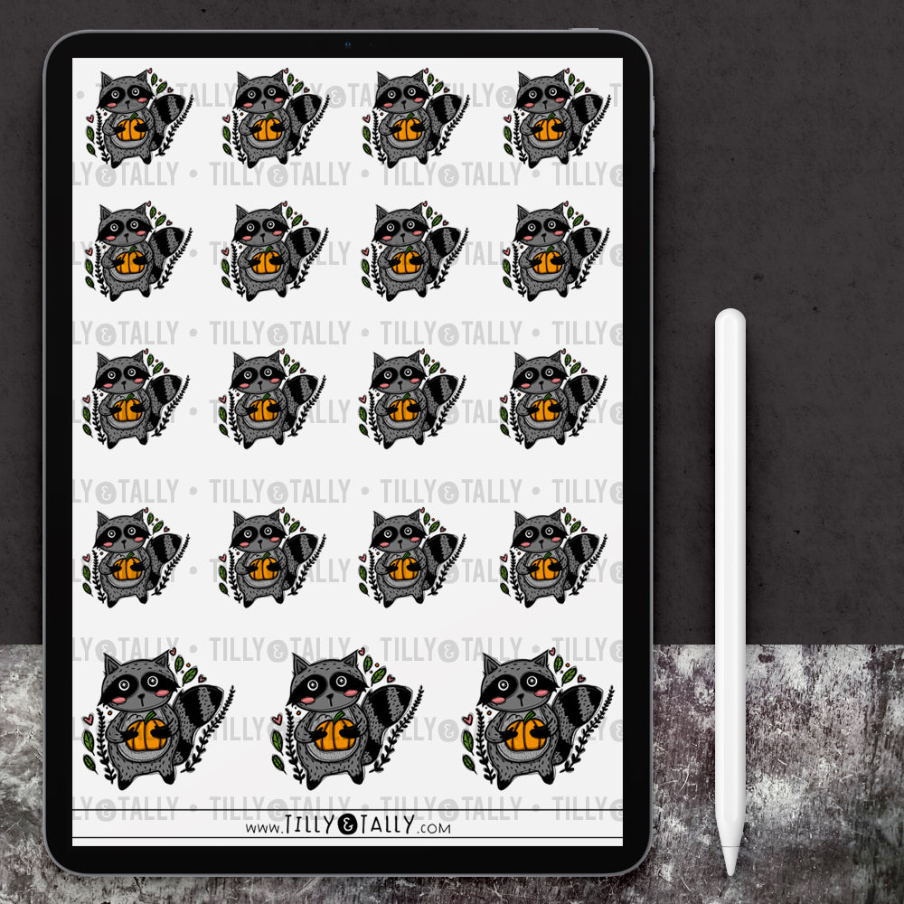 Autumn Raccoon Planner Stickers