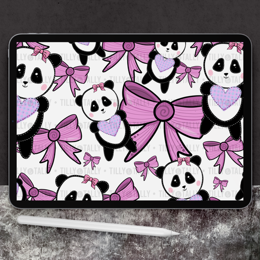 Cute Pink Bow Panda Planner Dashboard Paper