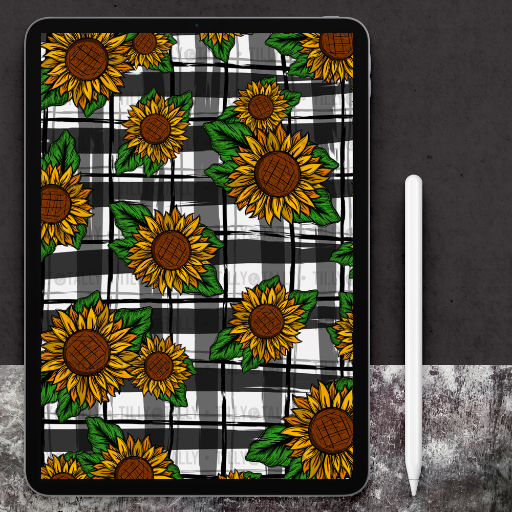 Sunflower & Leaves Plaid Planner Dashboard Paper