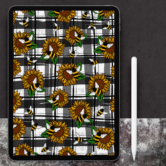 Sunflower Bee Plaid Farmhouse Planner Dashboard Paper