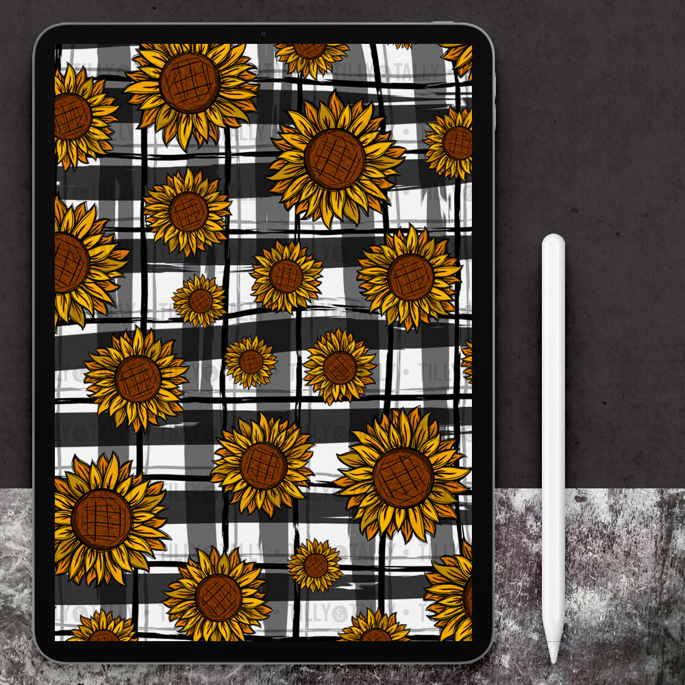 Farmhouse Sunflower Plaid Planner Dashboard Paper