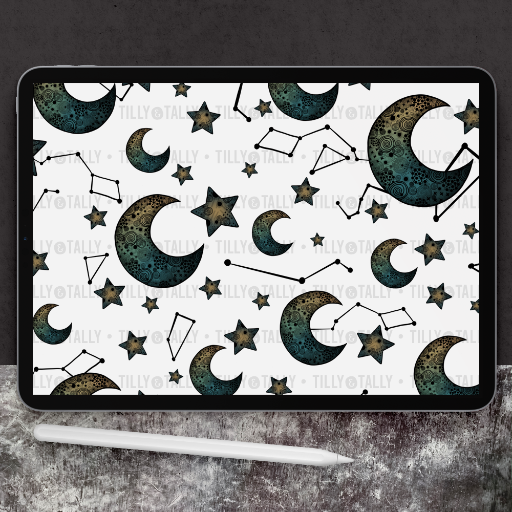 Moon & Stars Celestial Planner Dashboard Paper