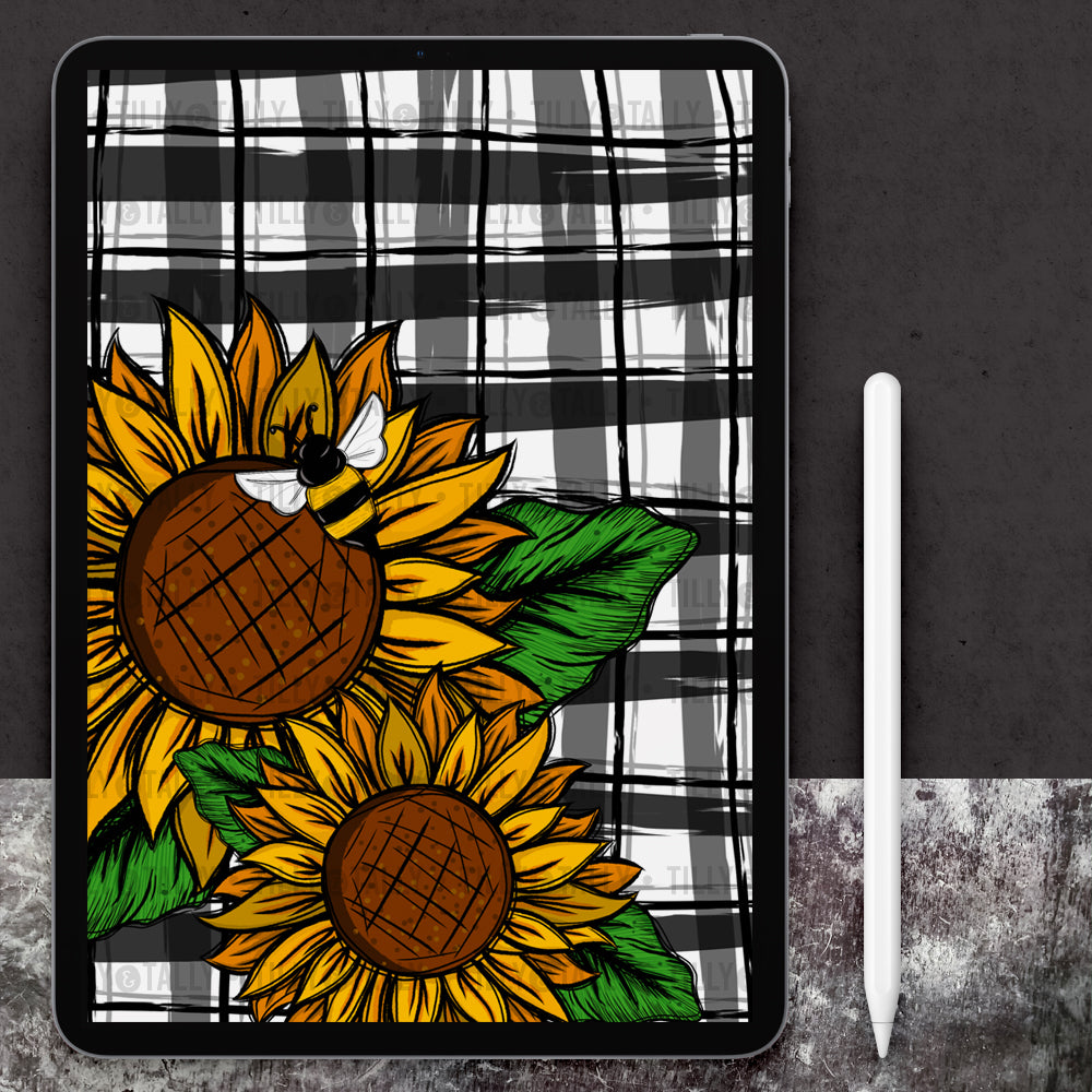 Farmhouse Sunflower Bee Plaid Planner Dashboard Paper