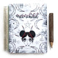 Moonchild drawing with stars and moons grunge planner laminated cover