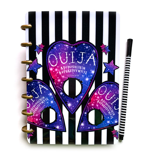 Galaxy ouija striped laminated discbound planner cover by magpiesoul