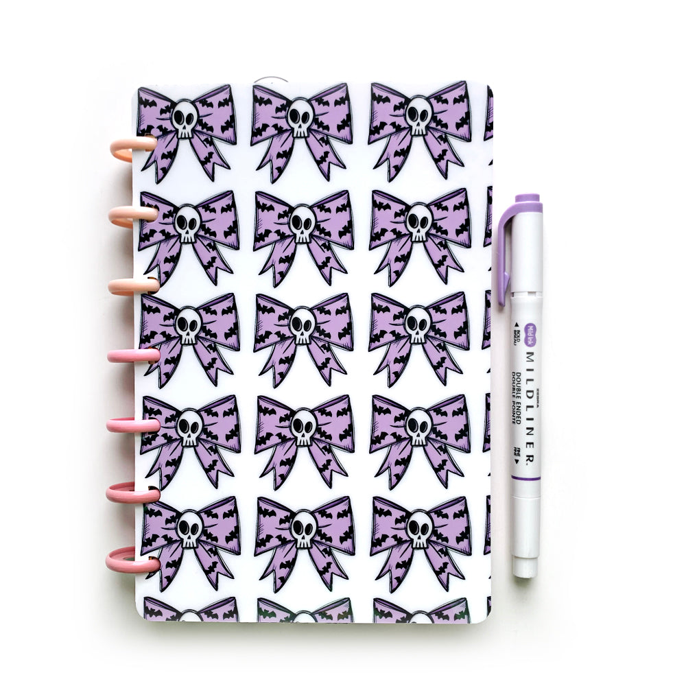 Lilac Pastel Skull Bow Laminated Planner Cover