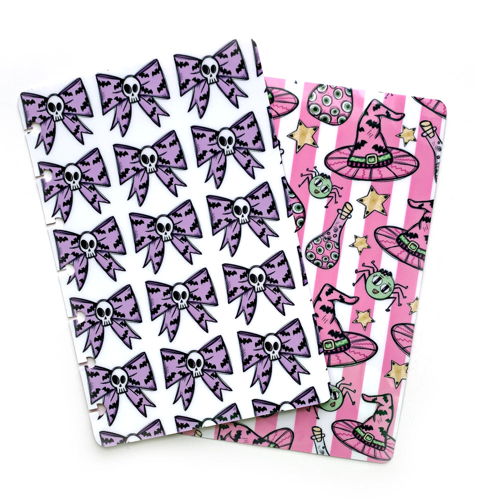 Lilac Pastel Skull Bow Laminated Planner Cover