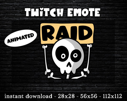 Raid Skeleton Animated Twitch & Discord Emote