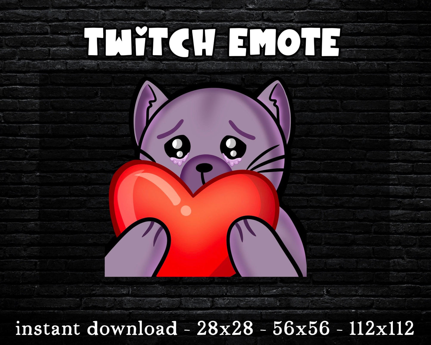 Purple Love Cat Twitch & Discord Emote