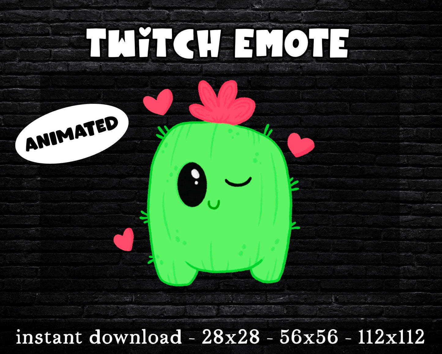 Cute Cactus Love Animated Twitch & Discord Emote