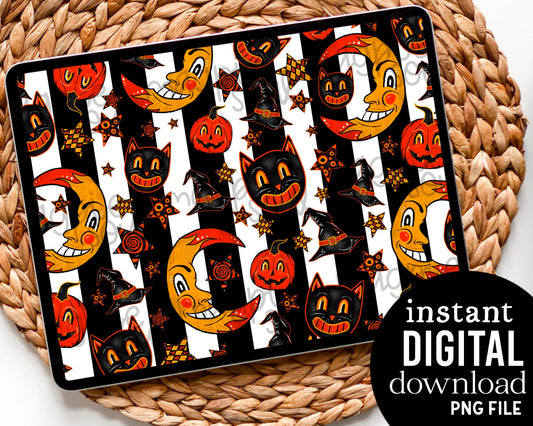 Vintage Halloween Stripe - Digital Pattern Paper