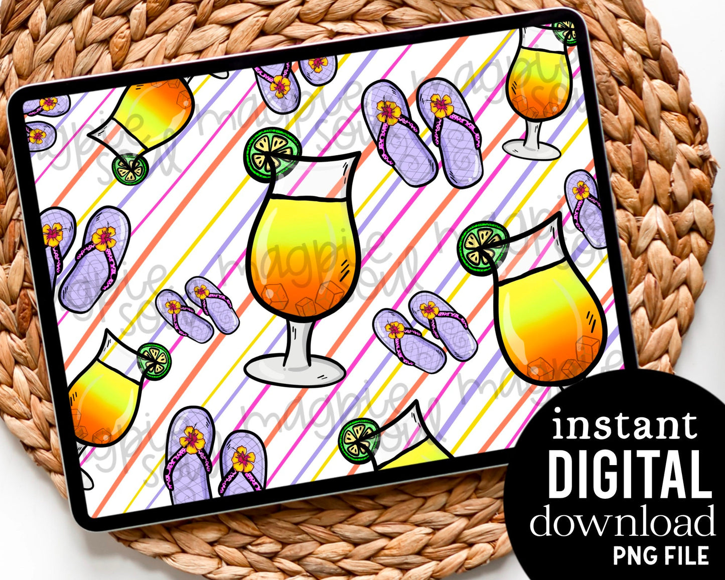 Happy Hour Cocktail - Digital Pattern Paper