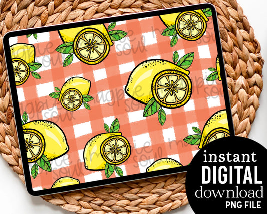 Lemon Gingham Plaid - Digital Pattern Paper