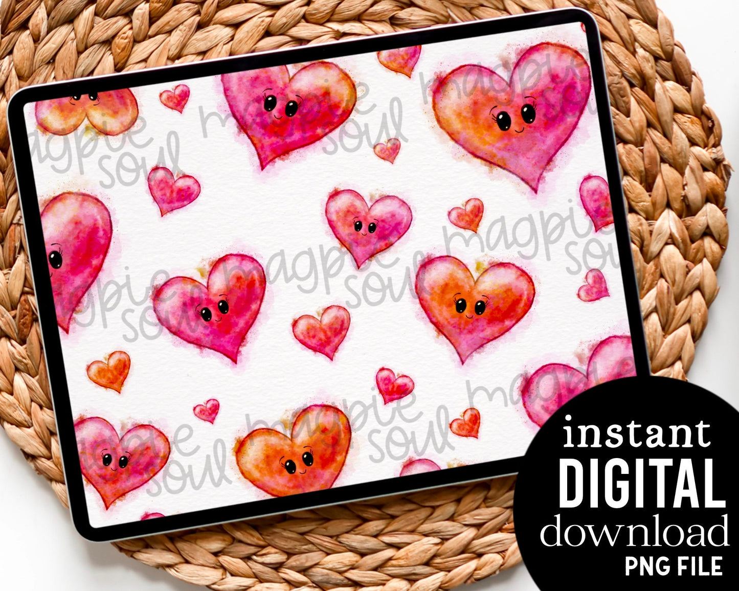 Watercolor Hearts - Digital Pattern Paper