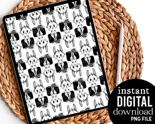 Tuxedo Bunny - Digital Pattern Paper