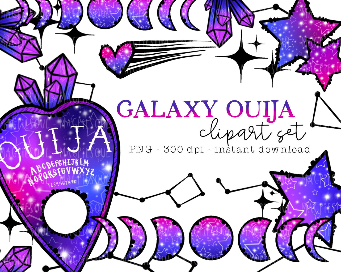 Galaxy Ouija Clipart Bundle
