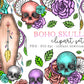 Boho Skulls Clipart Bundle