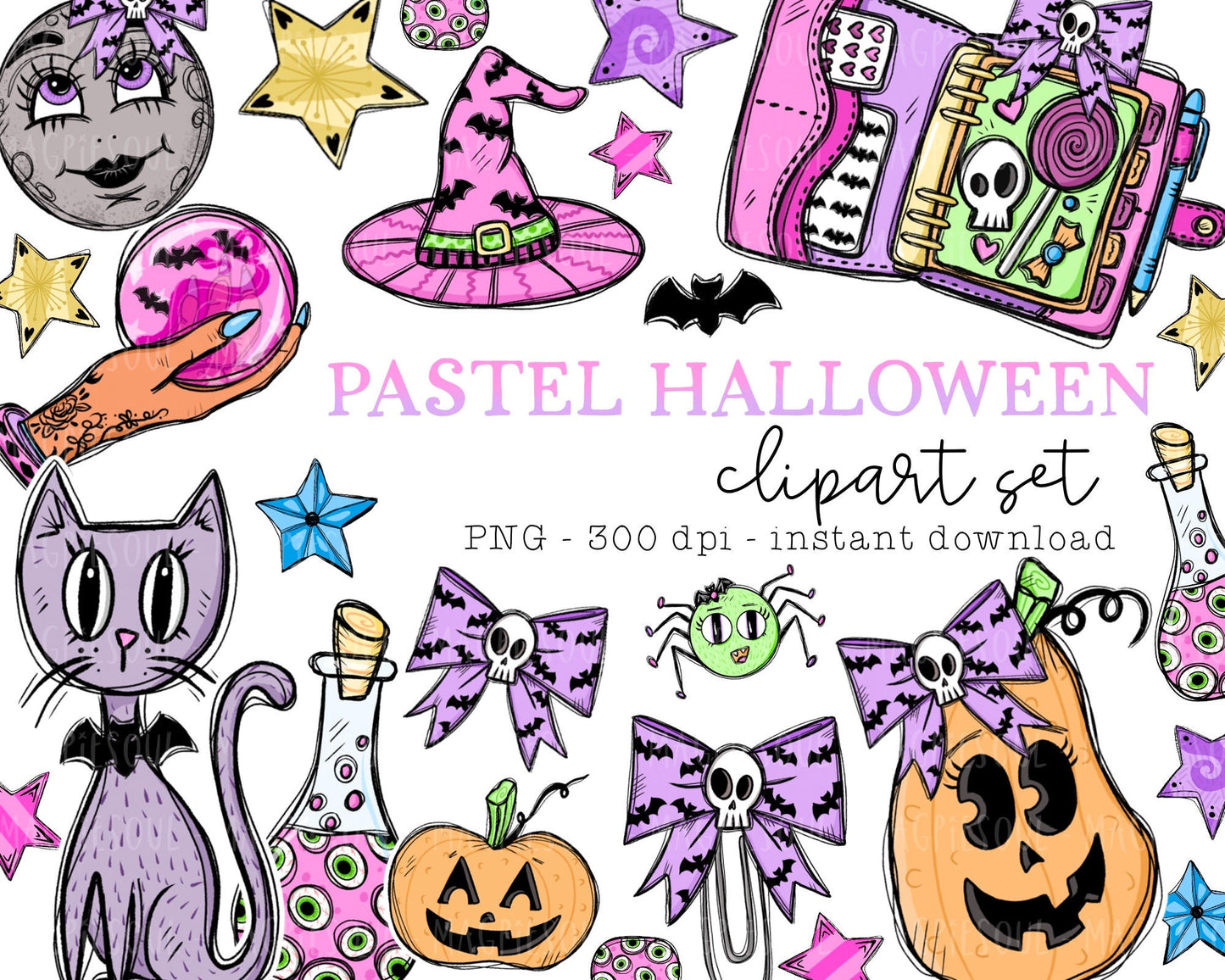 Pastel Halloween Clipart Bundle