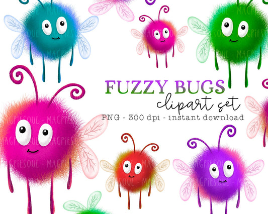 Fuzzy Bugs Clipart Bundle
