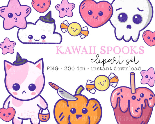 Kawaii Halloween Clipart Bundle