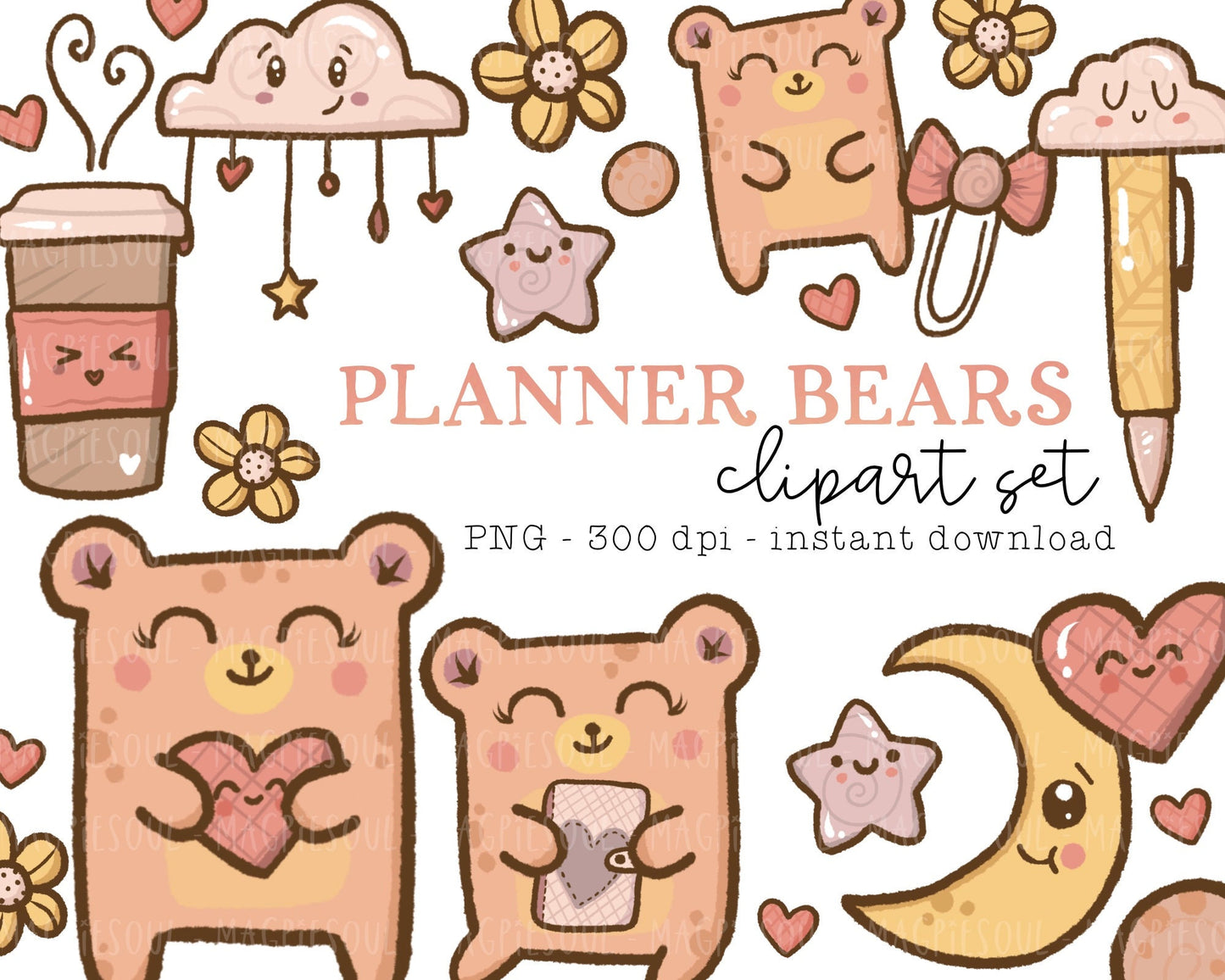 Planner Bears Clipart Bundle