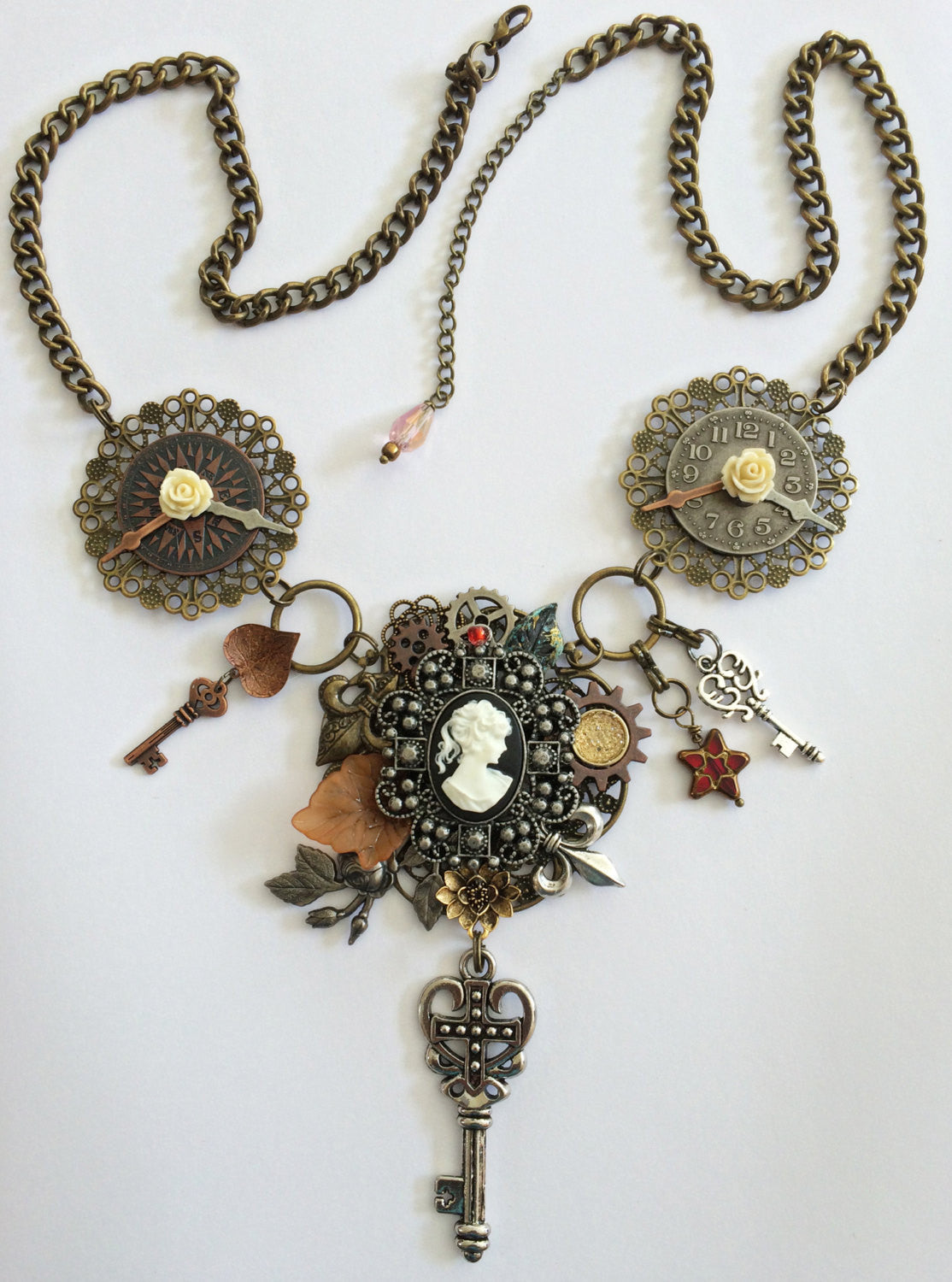 steampunk jewelry steampunk necklace clock jewelry victorian necklace assemblage jewelry