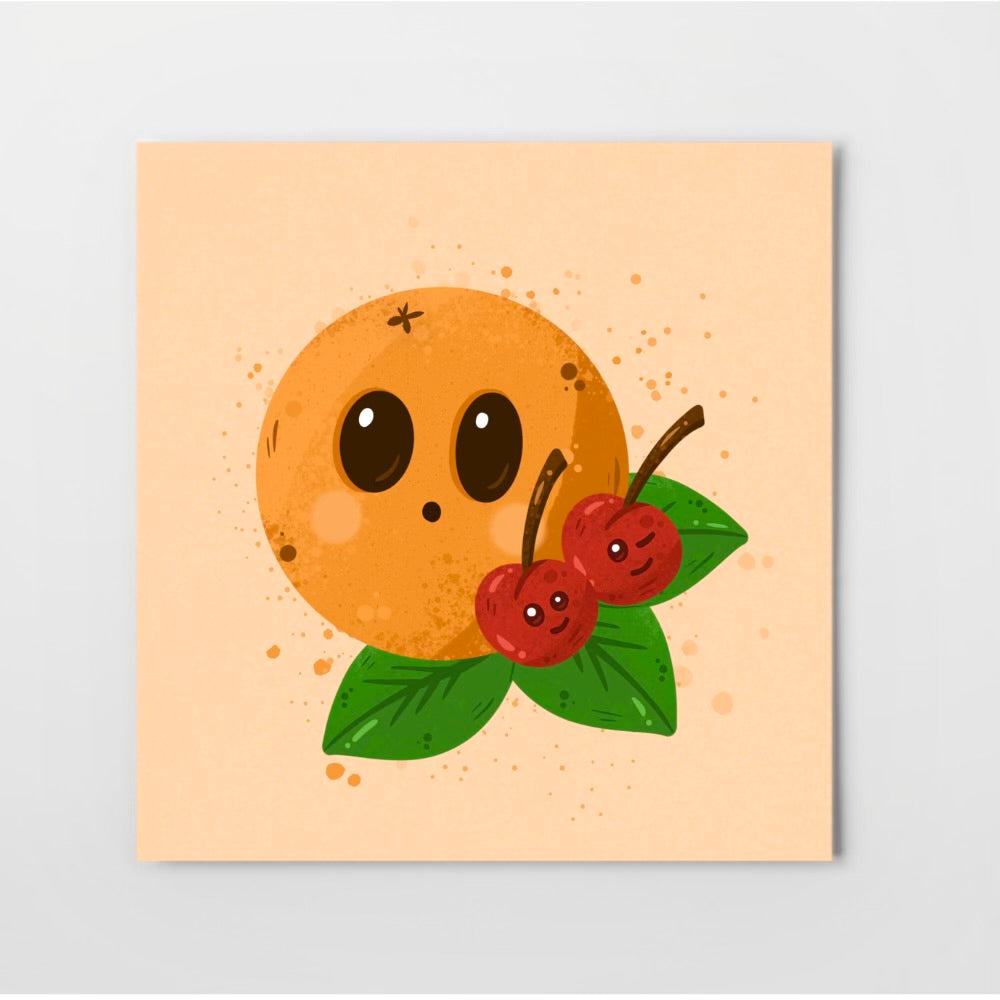 Orange & Cherries Art Print