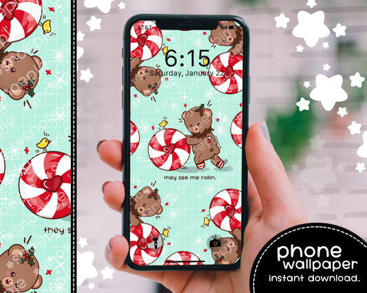Peppermint Bear Kawaii iPhone Wallpaper
