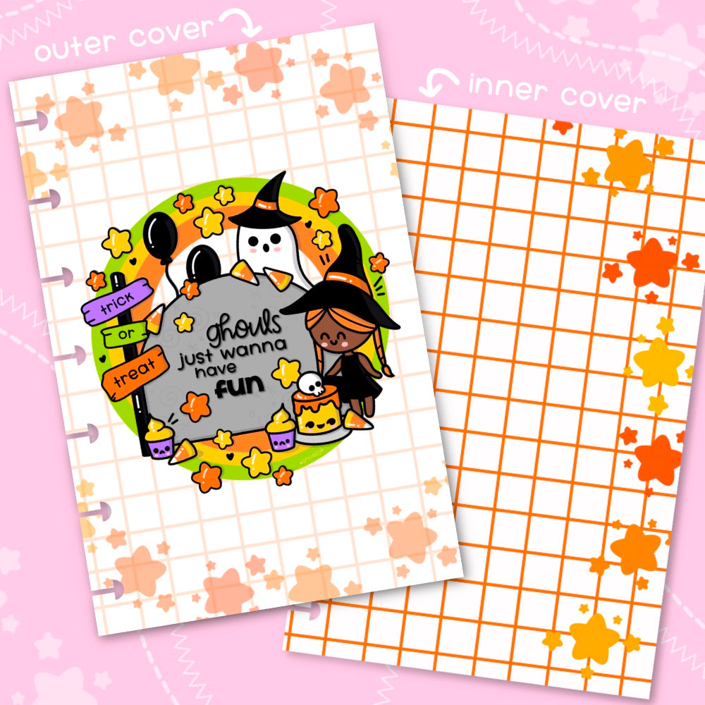 Kawaii Girl Halloween Party Laminated Planner Cover