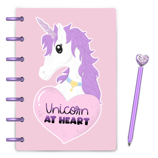 Unicorn at heart drawing with unicorn and purple mane with pink background by magpiesoul