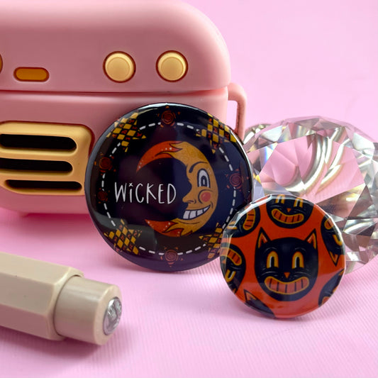 Wicked Vintage Halloween Pin-Back Button Set