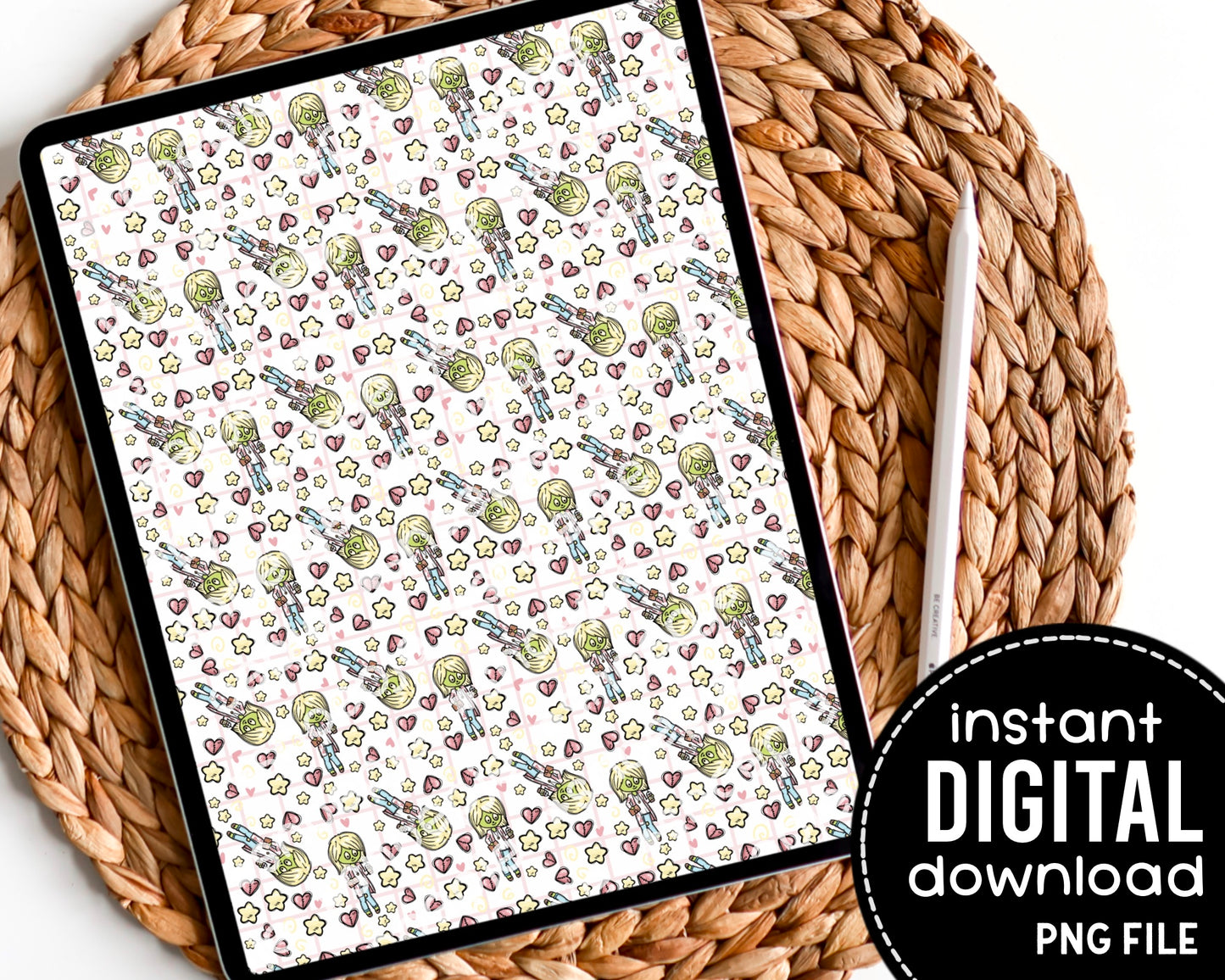 Zombie Coffee Planner Girl - Digital Pattern Paper