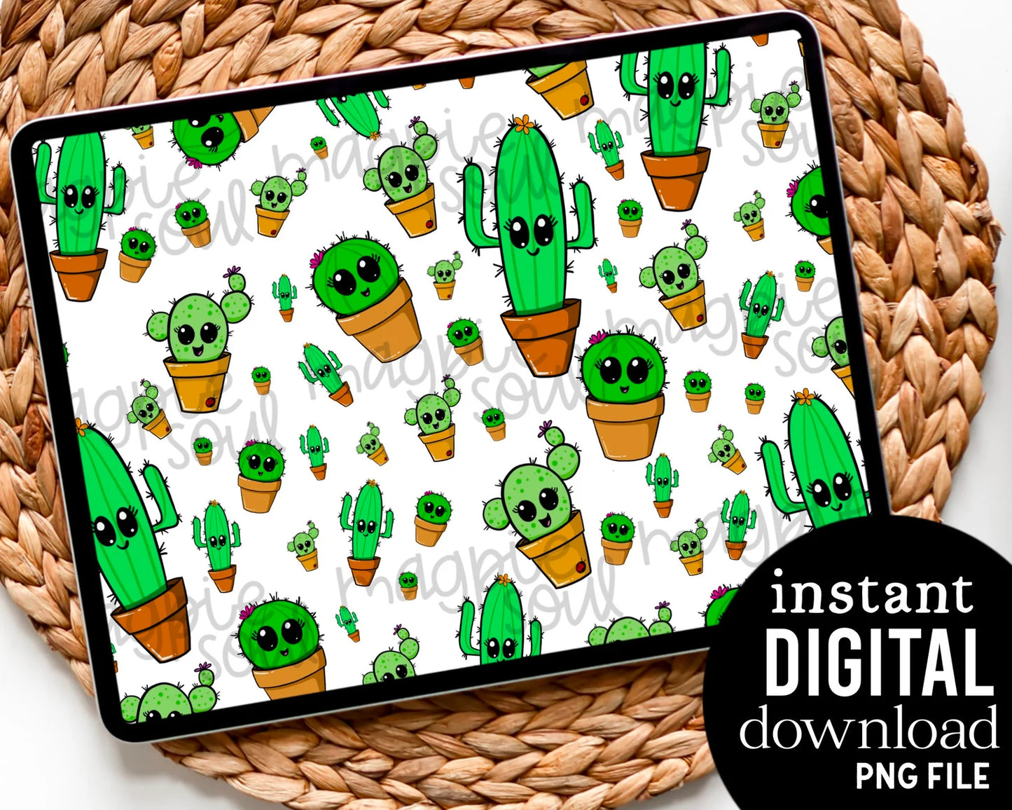 Kawaii Cactus Pals - Digital Pattern Paper