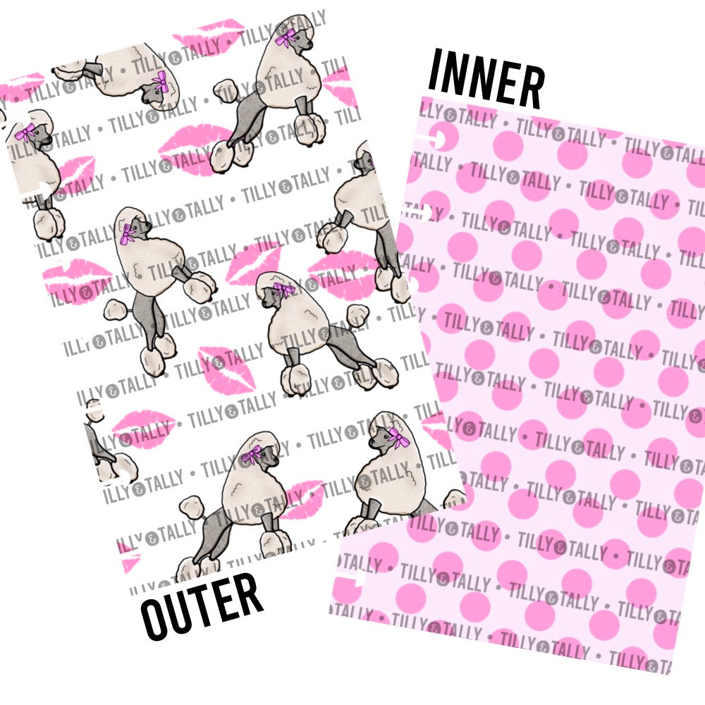 Pink Poodle Kisses Laminated Planner Cover
