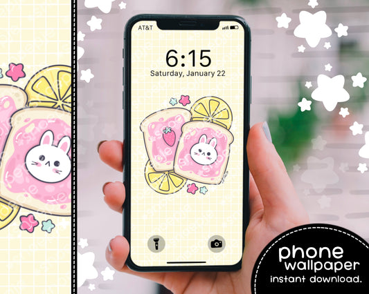 Cute Bunny Toast Kawaii iPhone Wallpaper