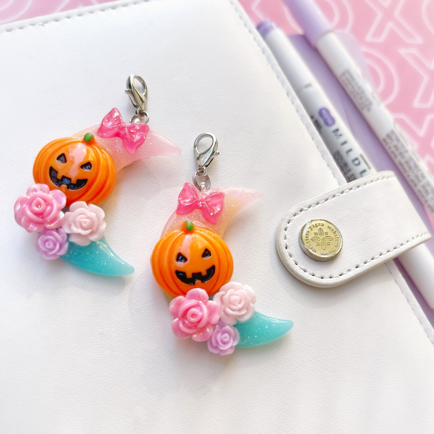 Pastel Moon & Pumpkin Kawaii Halloween Charm
