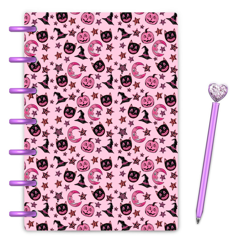 Pink Vintage Halloween Laminated Planner Cover