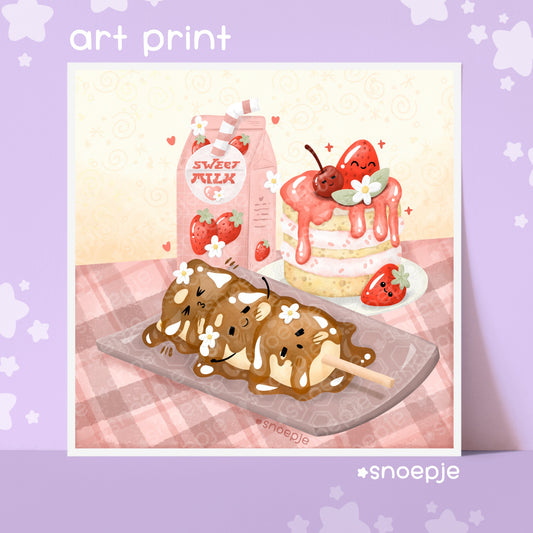 Strawberry Milk Kawaii Sweets Art Print