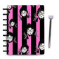 Scissorhand drawing with pink and black stripes and big eyes laminated planner cover 