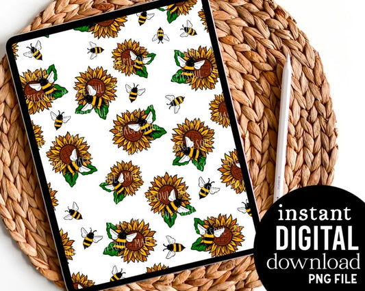 Sunflower Bees - Digital Pattern Paper